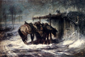 Blizzard de Valachie arabe Arabe Adolf Schreyer Peinture à l'huile